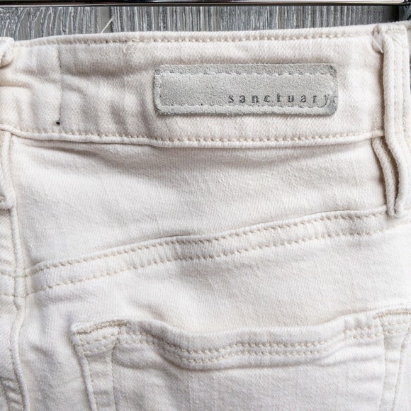 SANCTUARY Ivory Off White Denim Jeans Social Ankle Skinny Standard Rise Women 26 - Picture 7 of 7